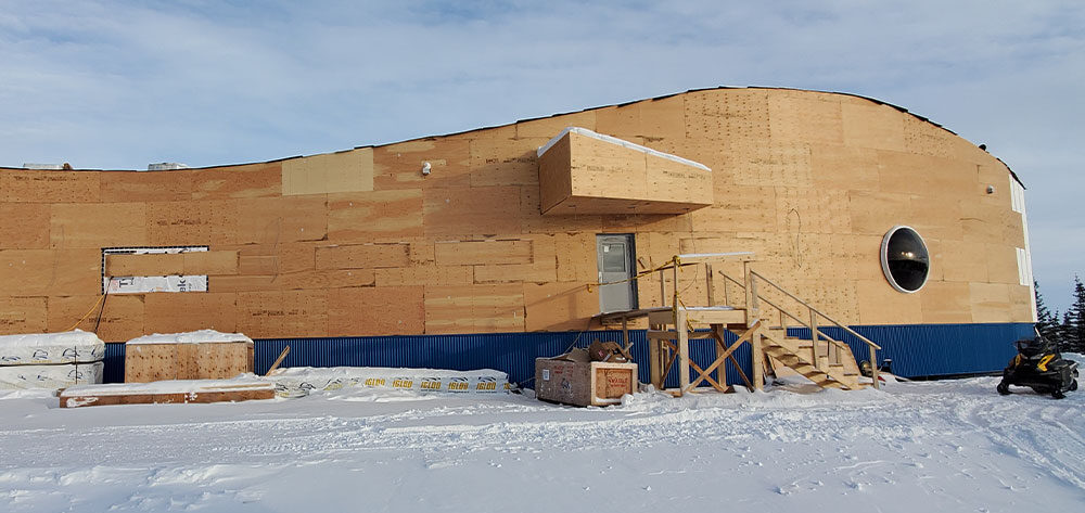 Deline prescool under construction with a completed circular skylight